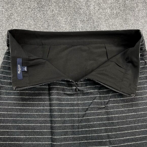 Madewell Skirt Size 2 Black Striped  A Line Asymmetrical Lined Cotton Wool Blend - Picture 4 of 8